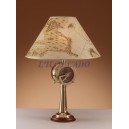 Lampe laiton poli sur base bois  H. 620mm