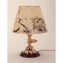 Lampe laiton poli sur base bois  H. 375mm