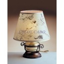 Lampe laiton poli sur base bois  H. 340mm