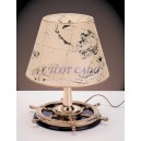 Lampe laiton poli sur base bois  H. 400mm