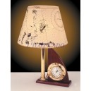 Lampe laiton poli sur base bois  H. 480mm