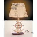 Lampe laiton poli sur base bois  H.555mm