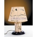 Lampe laiton poli sur base bois  H.300mm