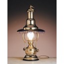 Lampe laiton poli sur base bois  