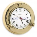 Hublot ouvrable en laiton poli avec horloge