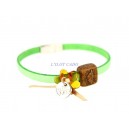 Bracelet Cuir 1T - Fleur Ambre -  Corse﻿﻿