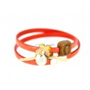 Bracelet Cuir 2T - Fleur Ambre -  Corse﻿﻿