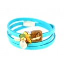 Bracelet Cuir 3T - Fleur Ambre -  Corse﻿﻿