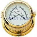 Thermo-hygromètre marin au quartz avec boitier ouvrable en laiton verni﻿﻿  